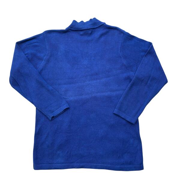 VTG Ugly Christmas Sweater Lg Blue Tree Presents Oversized Ramie Holiday Granny - Picture 7 of 11